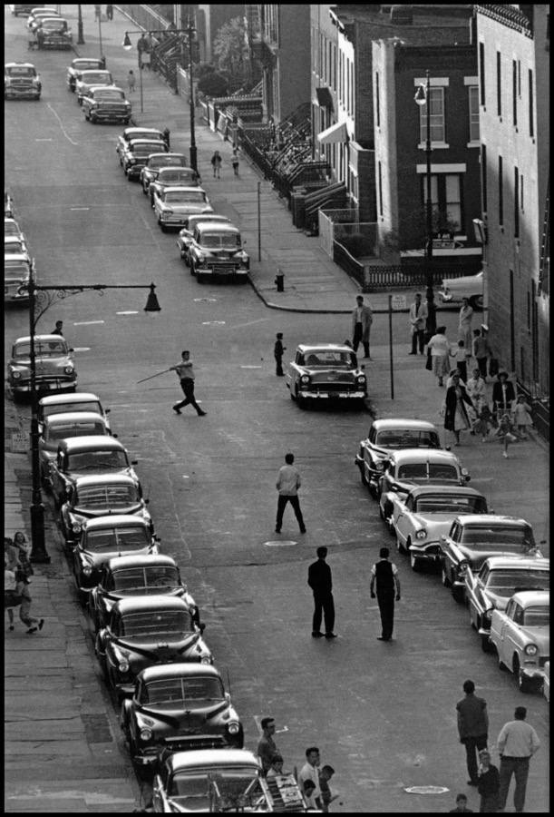 Playing stickball on 17th Street and 8th Avenue, Brooklyn, NY (Brooklyn Gang)