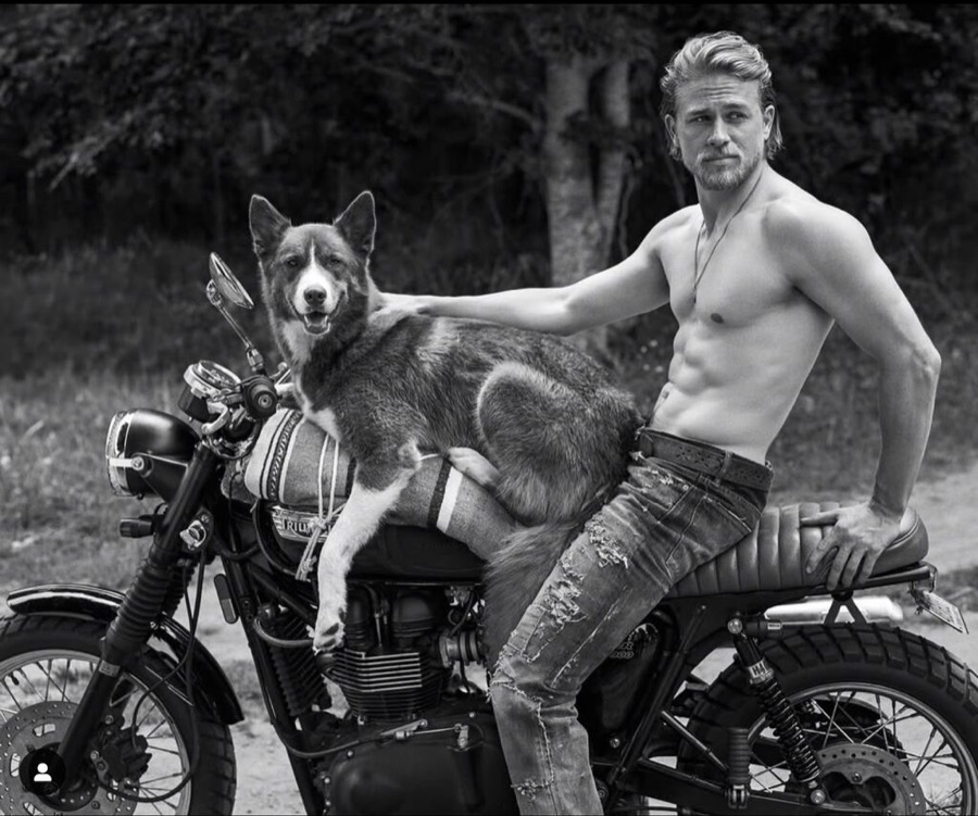 Charlie Hunnam with Aki, East Hampton, New York