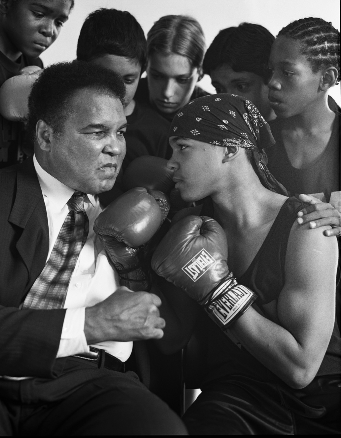 Muhammad Ali and sparring partners at Gleason’s Gym, Brooklyn, New York