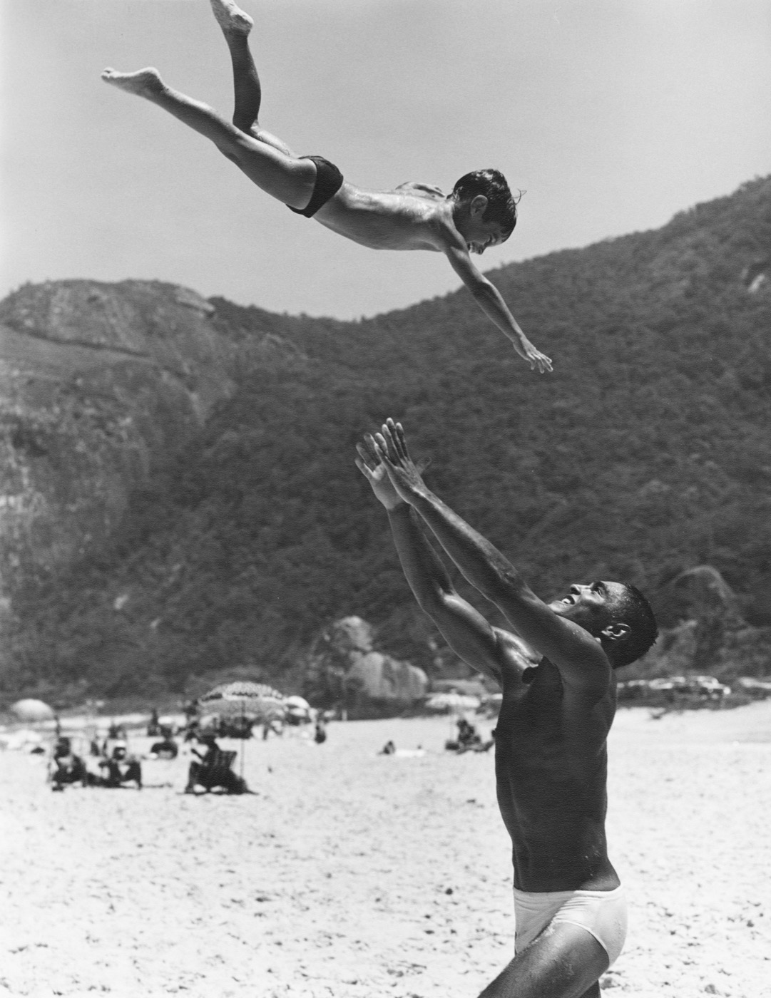 Rickson Gracie and his son Rawkson, Prainha Beach, Rio