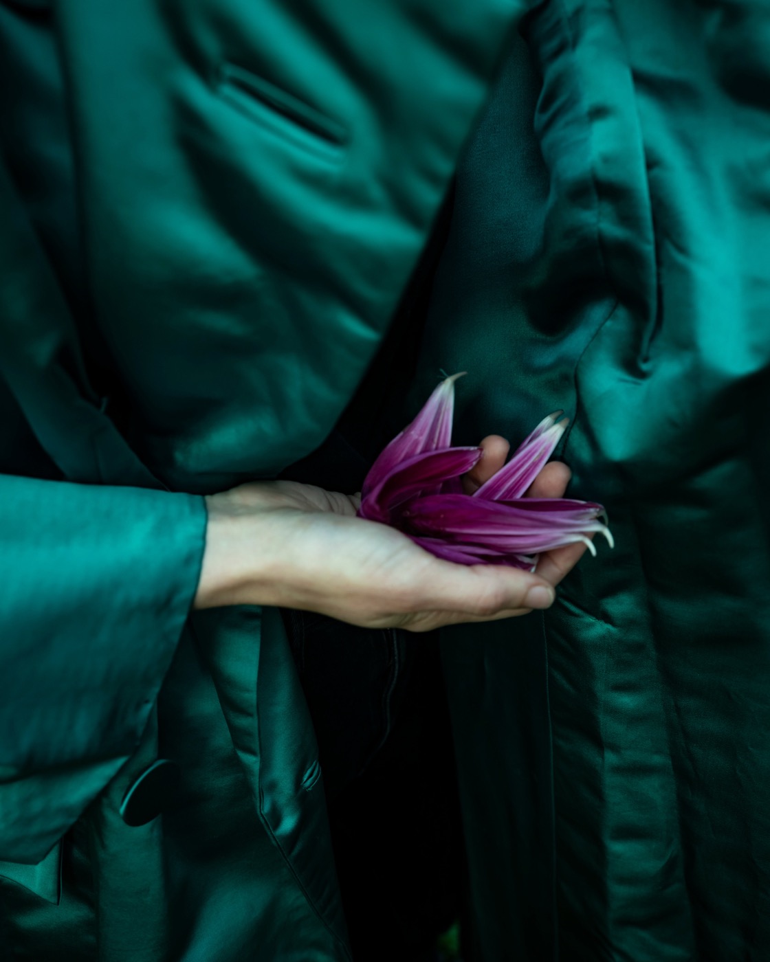 Emerald Coat with Dahlia Petal, Union, Maine