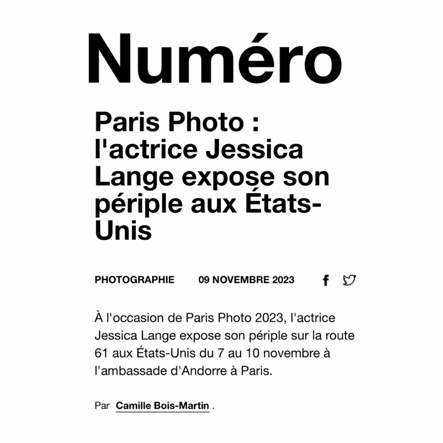 Paris Photo : l'actrice Jessica Lange expose son périple aux États-Unis