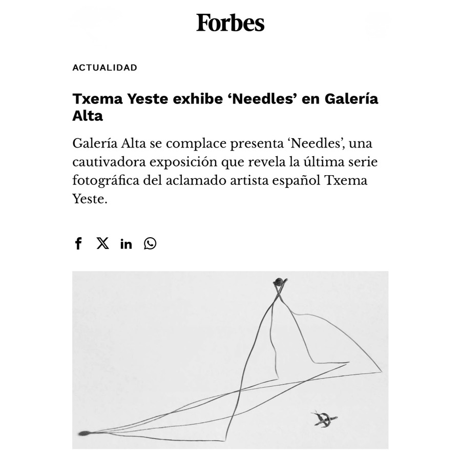 Txema Yeste exhibe ‘Needles’ en Galería Alta
