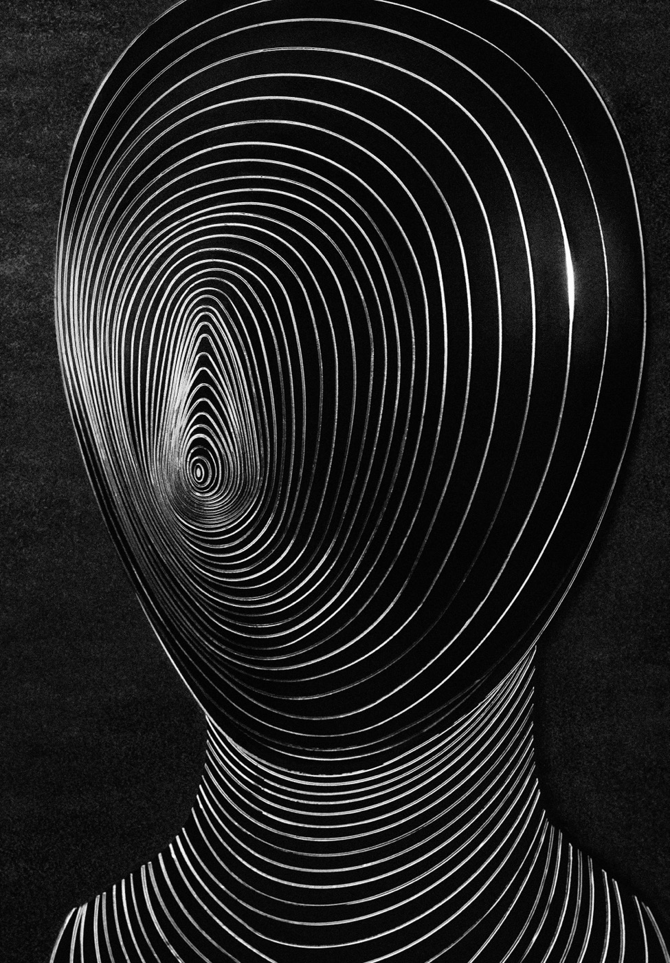 Silver Metal Over Black Methacrylate (Variation on a painting by Pavel Tchelitchew)
